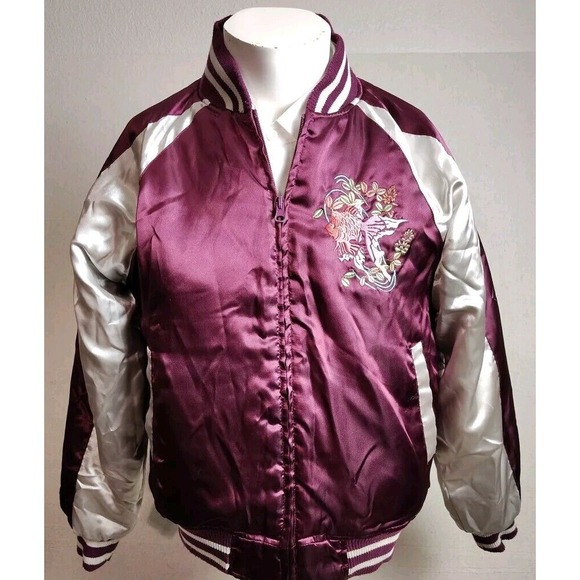 Vintage Japan Saku Embroidered Stain Bombers Jacket Gold Fish Size‎ Medium - Picture 5 of 12